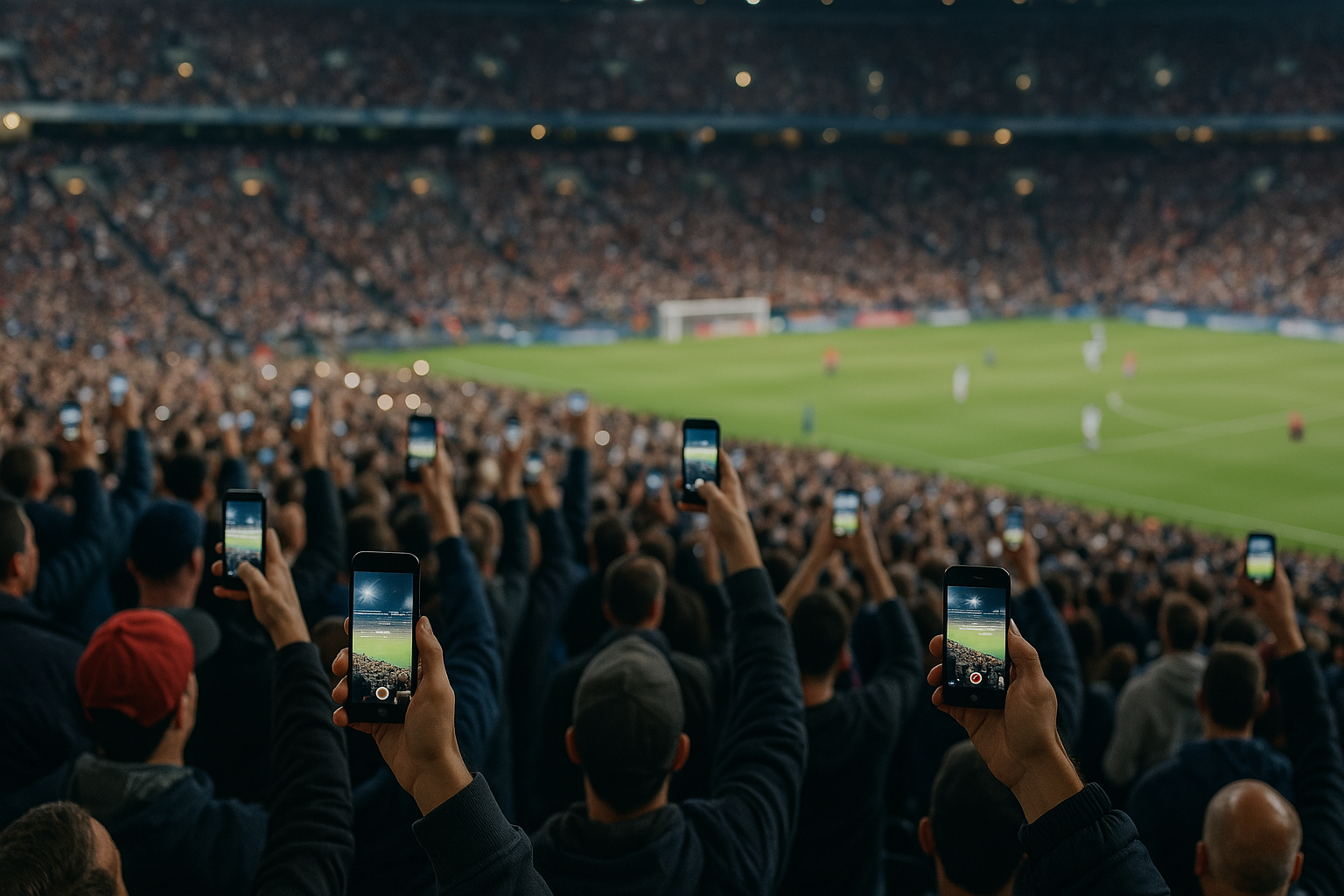 Fans capturing moments at a stadium with their phones